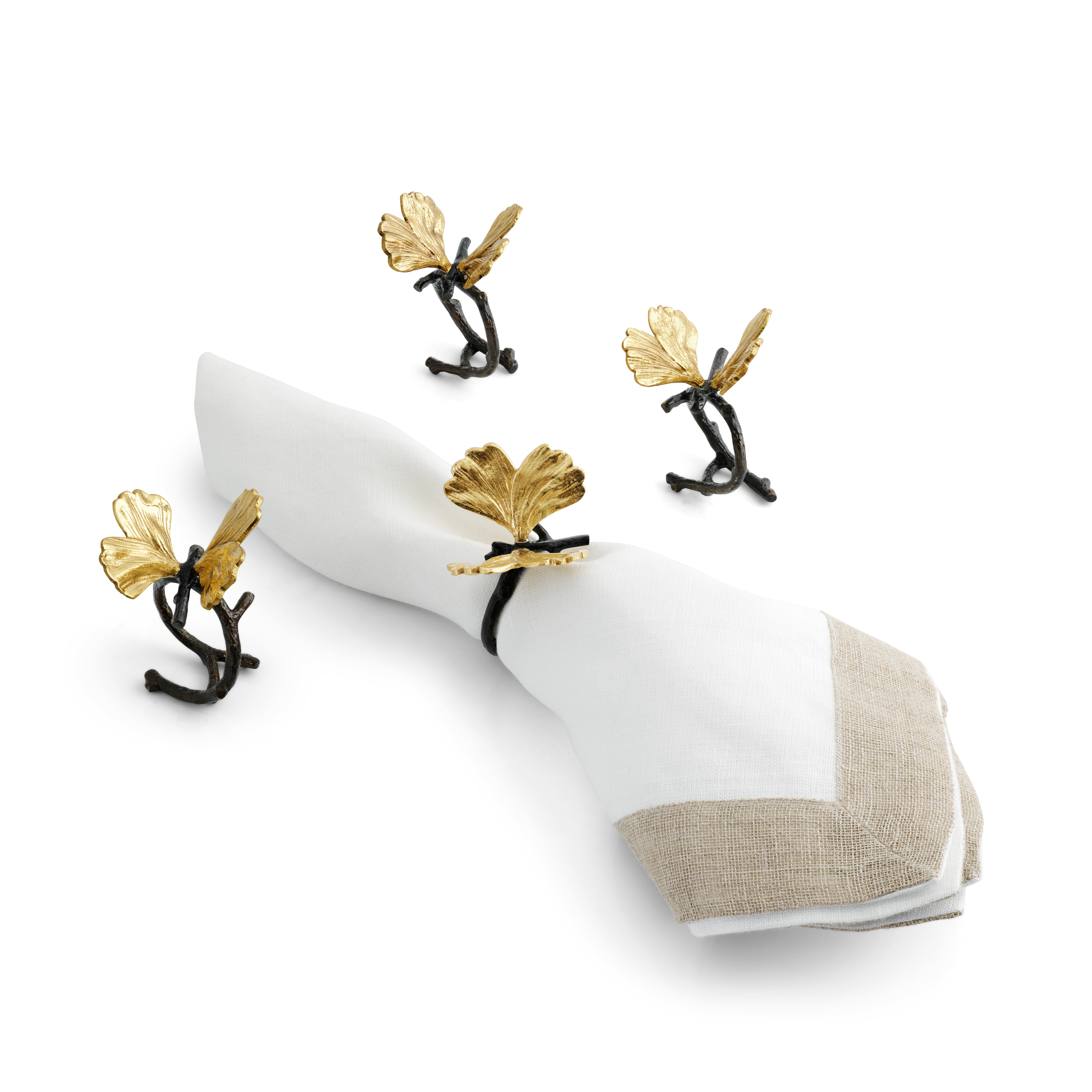 Set 4 inele pentru servet, 9 cm, Butterfly Ginkgo - Michael Aram