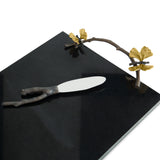 Set platou si cutit pentru servire branzeturi, negru, 47x25 cm, Butterfly Ginkgo - Michael Aram