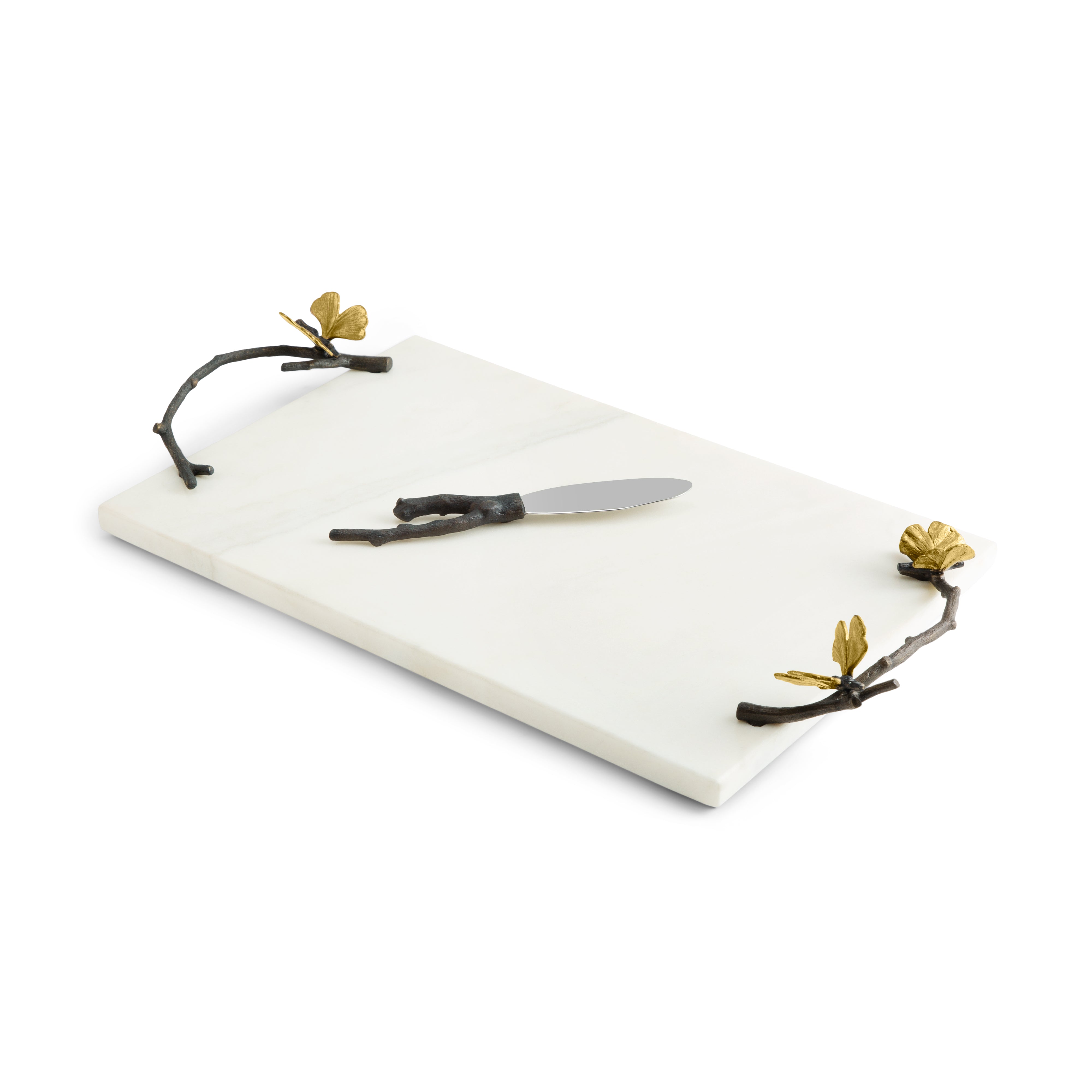 Set platou si cutit pentru servire branzeturi, 47x25 cm, Butterfly Ginkgo - Michael Aram