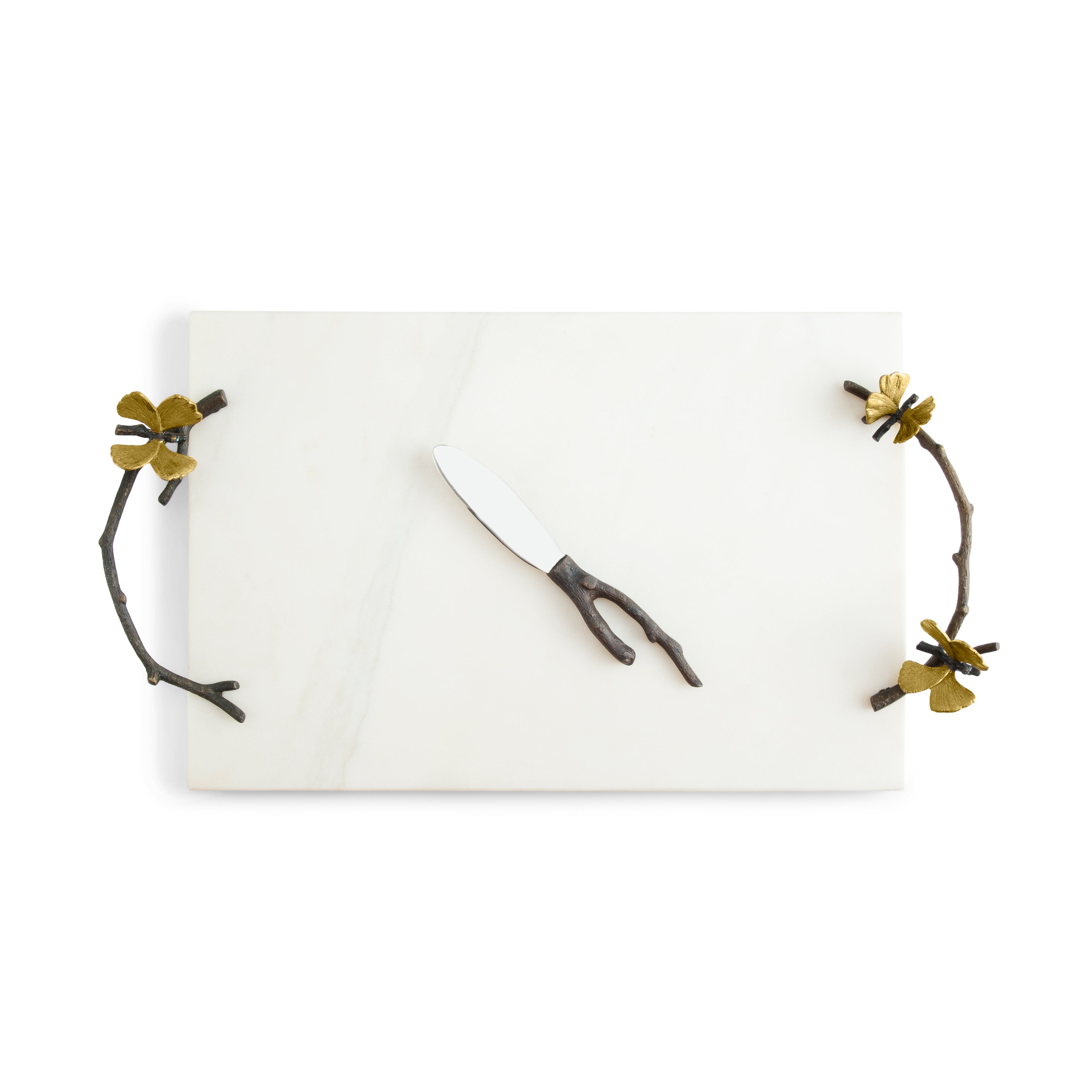 Set platou si cutit pentru servire branzeturi, 47x25 cm, Butterfly Ginkgo - Michael Aram