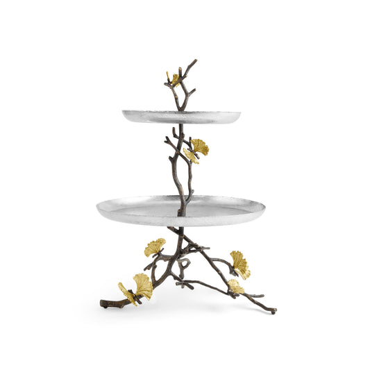 Etajera cu 2 niveluri, 48 cm, Butterfly Ginkgo - Michael Aram