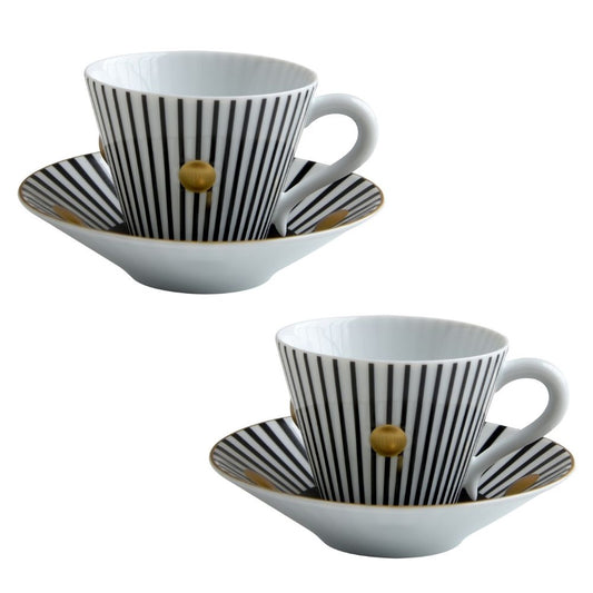 Set 2 cesti pentru cafea si farfurii, Delphos anthracite by Olivier Gagnere - BERNARDAUD