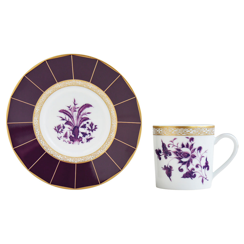 Set 6 cesti pentru espresso si farfurii, 80 ml, Prunus - BERNARDAUD