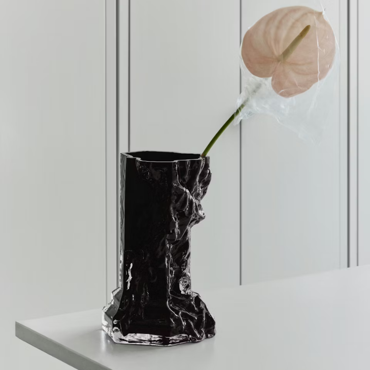 Vaza din sticla cristalina, Black, 25 cm, Rocky Baroque by Hanna Hansdotter - KOSTA BODA