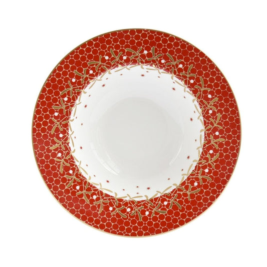 Farfurie pentru supa, 22 cm, Noel Rouge - BERNARDAUD