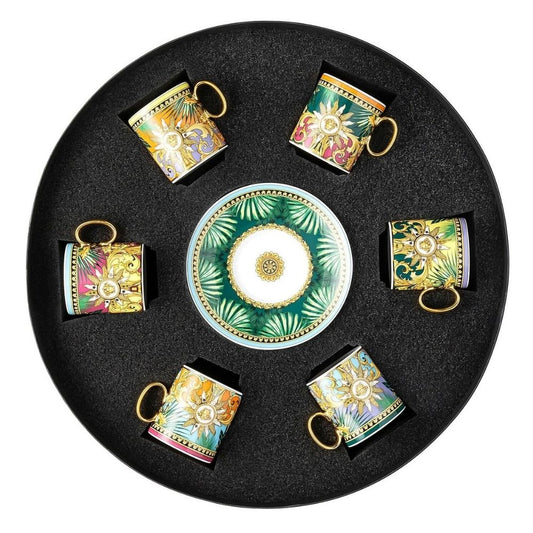 Ceasca pentru espresso si farfurie - set 6 buc, Jungle Animalier - VERSACE