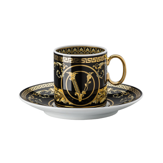 Ceasca pentru espresso si farfurie, Virtus Gala Black - VERSACE