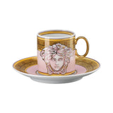 Ceasca pentru espresso si farfurie, Medusa Amplified Pink Coin - VERSACE