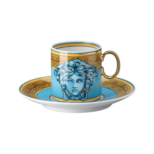 Ceasca pentru espresso si farfurie, Medusa Amplified Blue Coin - VERSACE