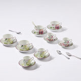 Set 2 cesti pentru ceai si farfurii, 80ml, Florenza Malva - GINORI 1735