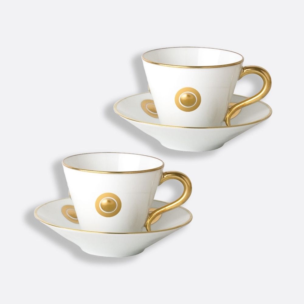 Set 2 cesti pentru espresso si 2 farfurii, Ithaque Gold by Olivier Gagnere - BERNARDAUD