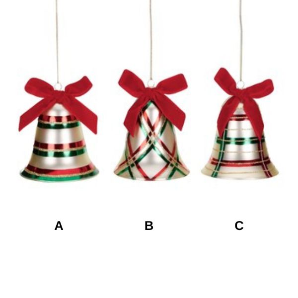 Ornament pentru brad, clopotel cu funda, 11.5 cm  - Simona's Christmas