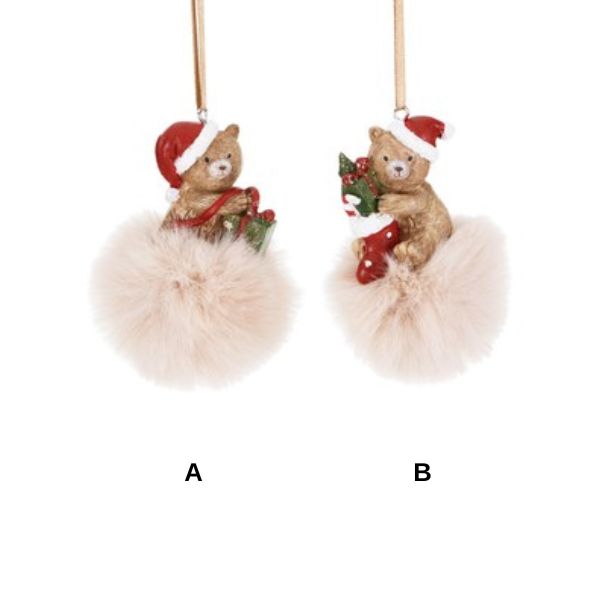 Glob decorativ ursulet, 8 cm, Furry  - Simona's Christmas