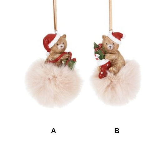 Glob decorativ ursulet, 8 cm, Furry  - Simona's Christmas