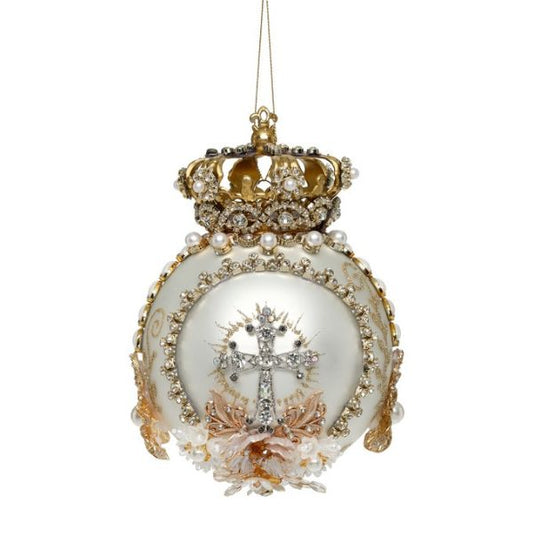 Glob decorativ, alb, 18 cm, Bijou - Simona's Christmas