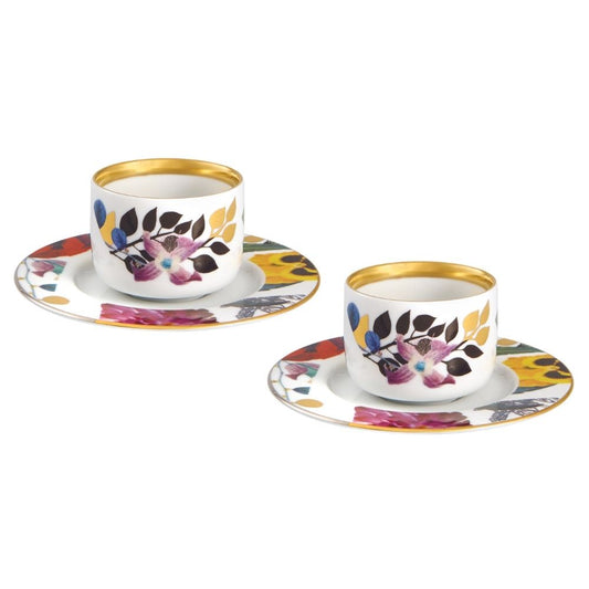 Set 2 cesti pentru espresso si farfurii, Primavera - CHRISTIAN LACROIX