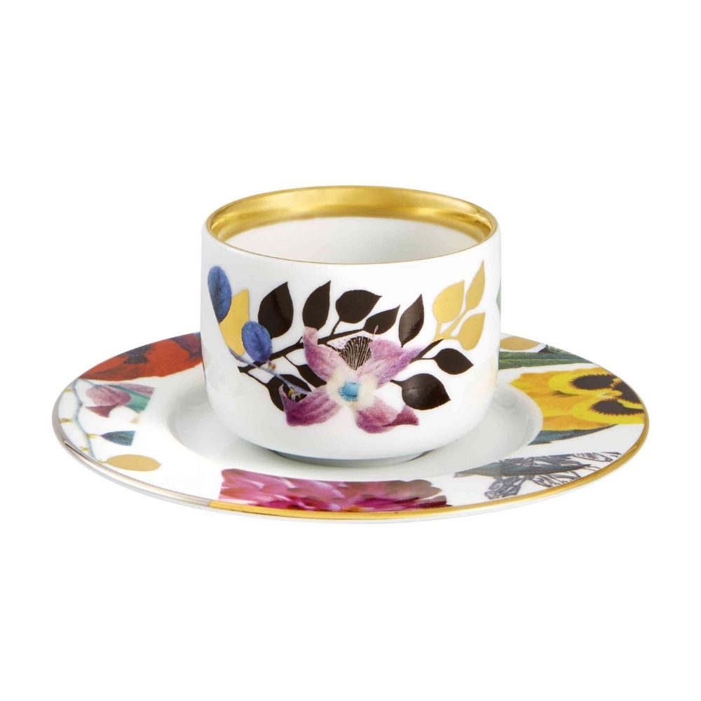 Set 2 cesti pentru espresso si farfurii, Primavera - CHRISTIAN LACROIX