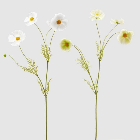 Floare decorativa Cosmos, alb/verde, 90 cm - SIMONA'S COLLECTION