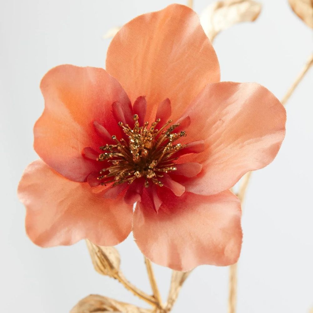 Ramura florala decorativa Helleboro, ruginiu, 70 cm - SIMONA'S Christmas