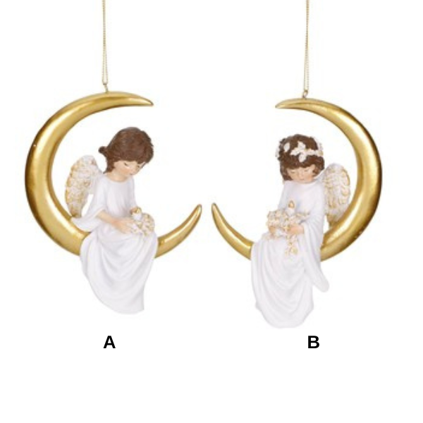 Ornament pentru brad, auriu, 10 cm, Moon Angels  - Simona's Christmas