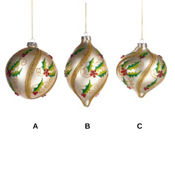 Glob din sticla, auriu, 13 cm, Holly  - Simona's Christmas
