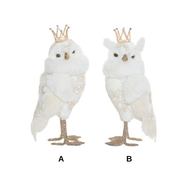 Decoratiune bufnita, alb, 37 cm, Owl  - Simona's Christmas