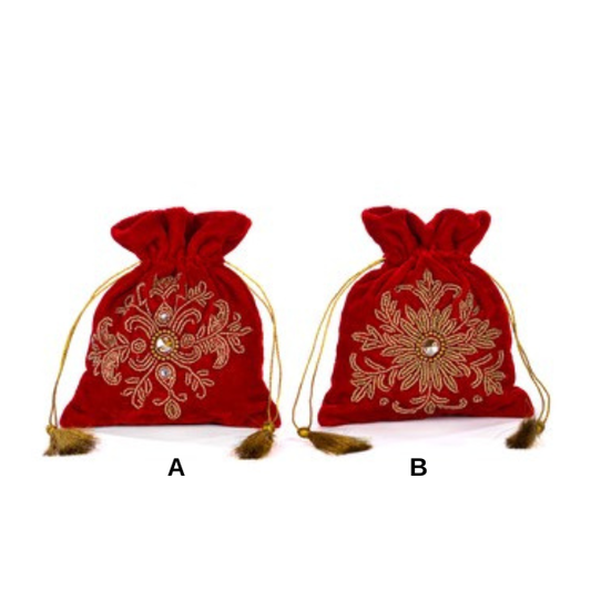 Decoratiune saculet, 18 cm, rosu, Snowflake  - Simona's Christmas