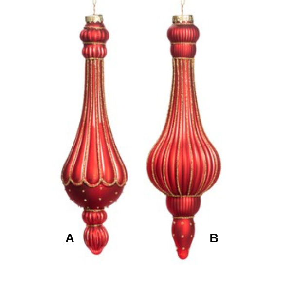 Glob din sticla, rosu, 24 cm, Ribbed - Simona's Christmas
