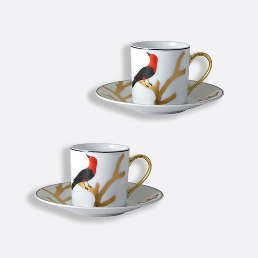 Set 2 cesti pentru espresso si farfurii, Aux Oiseaux - BERNARDAUD