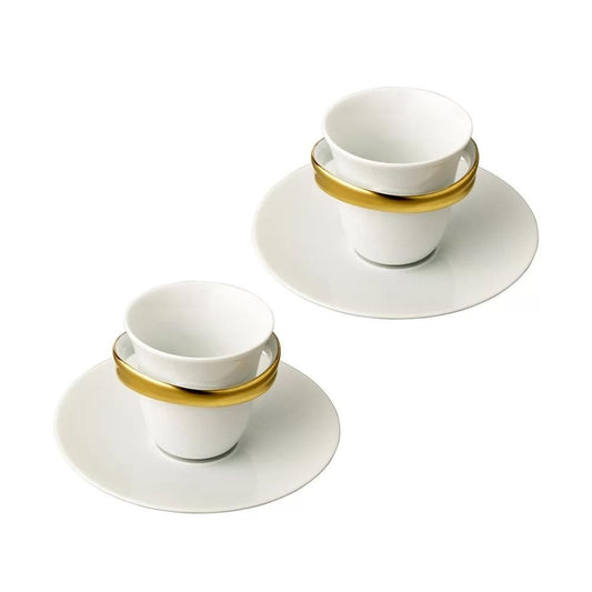 Set 2 cesti pentru espresso si farfurii, Anno Or by Sylvain Dubuisson - BERNARDAUD