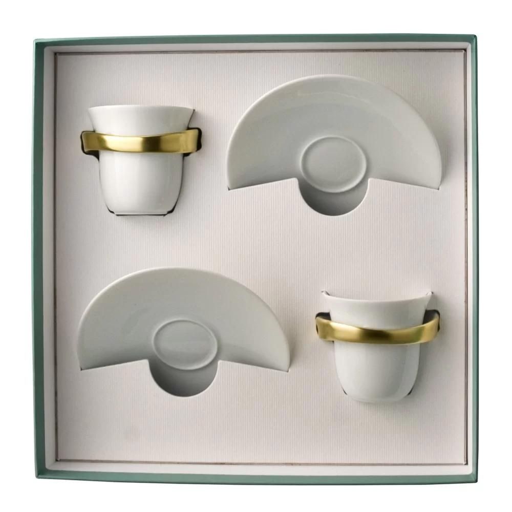 Set 2 cesti pentru espresso si farfurii, Anno Or by Sylvain Dubuisson - BERNARDAUD