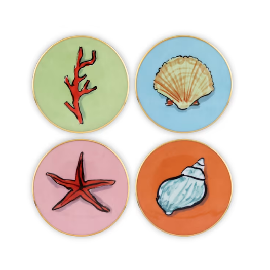 Set 4 suporturi pentru pahar, 9.5 cm, Il Viaggio di Nettuno - GINORI 1735