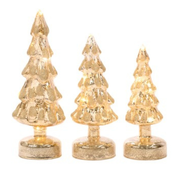 Set 3 decoratiuni brad, auriu, 22/25/30 cm, Xmas Tree - Simona's Christmas