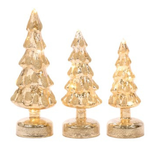 Set 3 decoratiuni brad, auriu, 22/25/30 cm, Xmas Tree - Simona's Christmas