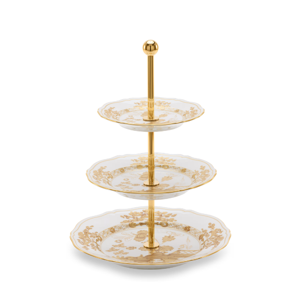 Etajera 3 niveluri, portelan, Oriente Italiano Aurum - GINORI 1735