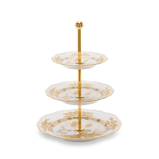 Etajera cu 3 niveluri, portelan, Oriente Italiano Aurum - GINORI 1735