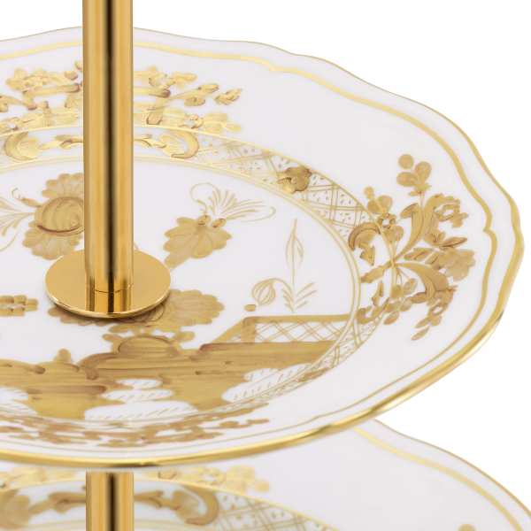 Etajera 3 niveluri, portelan, Oriente Italiano Aurum - GINORI 1735