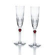 Set doua pahare pentru sampanie, rosu, Harcourt Eve Flute - BACCARAT