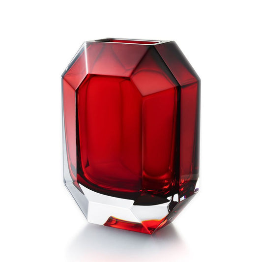 Vaza rosie din cristal, 25 cm, Octogone by Thomas Bastide - BACCARAT