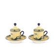 Set 2 cesti pentru espresso si farfurie, 80 ml, Oriente Italiano Citrino - GINORI 1735