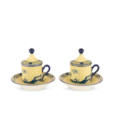 Set 2 cesti pentru espresso si farfurie, 80 ml, Oriente Italiano Citrino - GINORI 1735