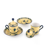 Set 2 cesti pentru espresso si farfurie, 80 ml, Oriente Italiano Citrino - GINORI 1735