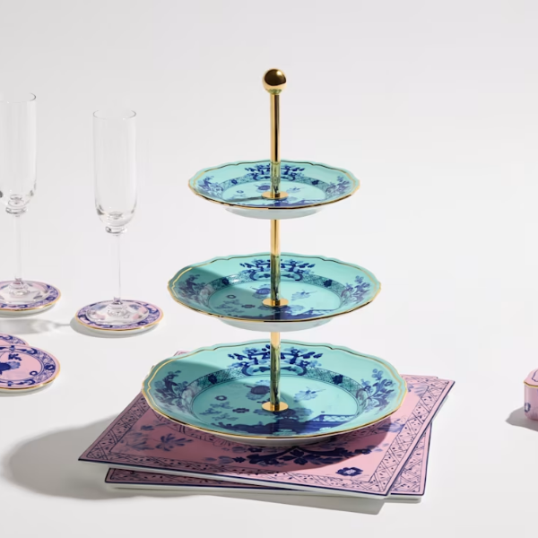Etajera 3 niveluri, portelan, Oriente Italiano Iris - GINORI 1735