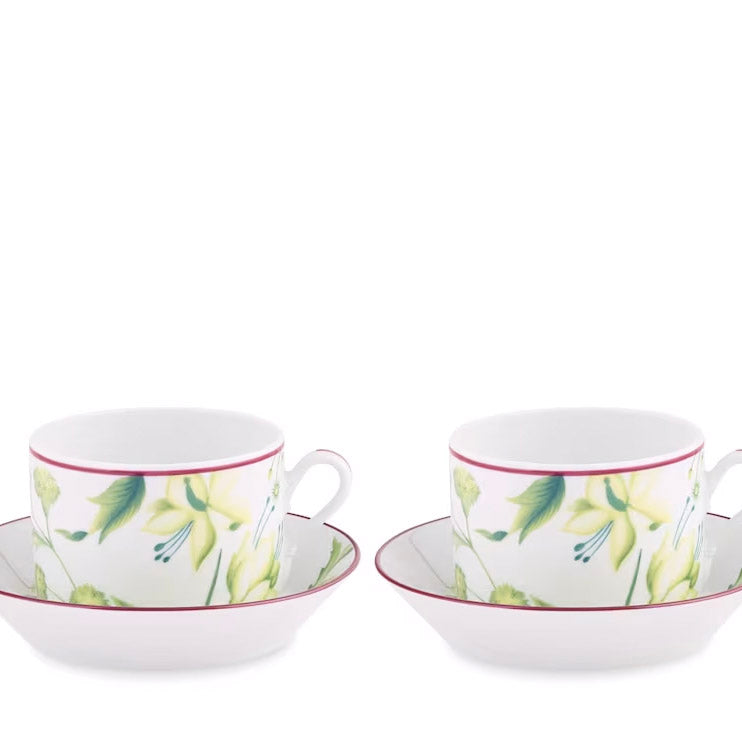Set 2 cesti pentru ceai si farfurii, 80ml, Florenza Acanto - GINORI 1735