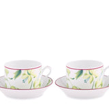 Set 2 cesti pentru ceai si farfurii, 80ml, Florenza Acanto - GINORI 1735