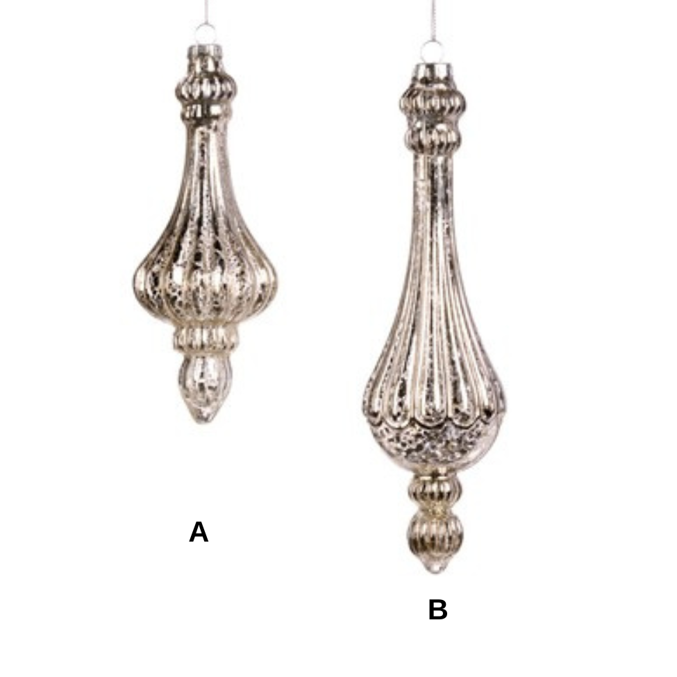 Set 2 globuri din sticla, argintiu, 23.5 cm, Ribbed - Simona's Christmas