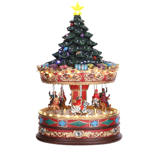 Cutie muzicala Carusel cu brad, 35 cm - Simona's Christmas