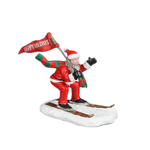 Decoratiune Mos Craciun pe schiuri, 8 cm - Simona's Christmas