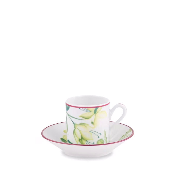 Set 2 cesti pentru espresso si farfurie, 80 ml, Florenza Acanto - GINORI 1735