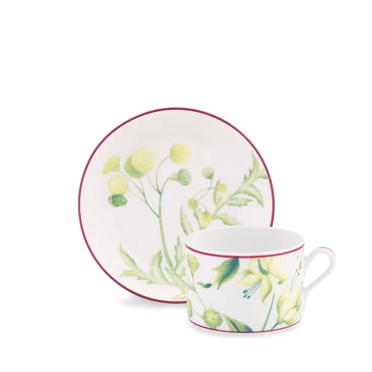 Set 2 cesti pentru ceai si farfurii, 80ml, Florenza Acanto - GINORI 1735